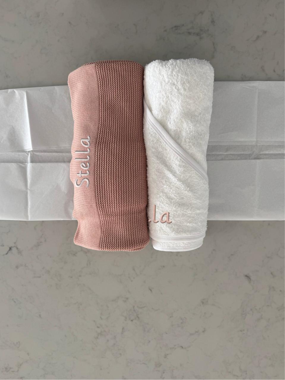 Personalised Baby Blanket and Hooded Towel Set