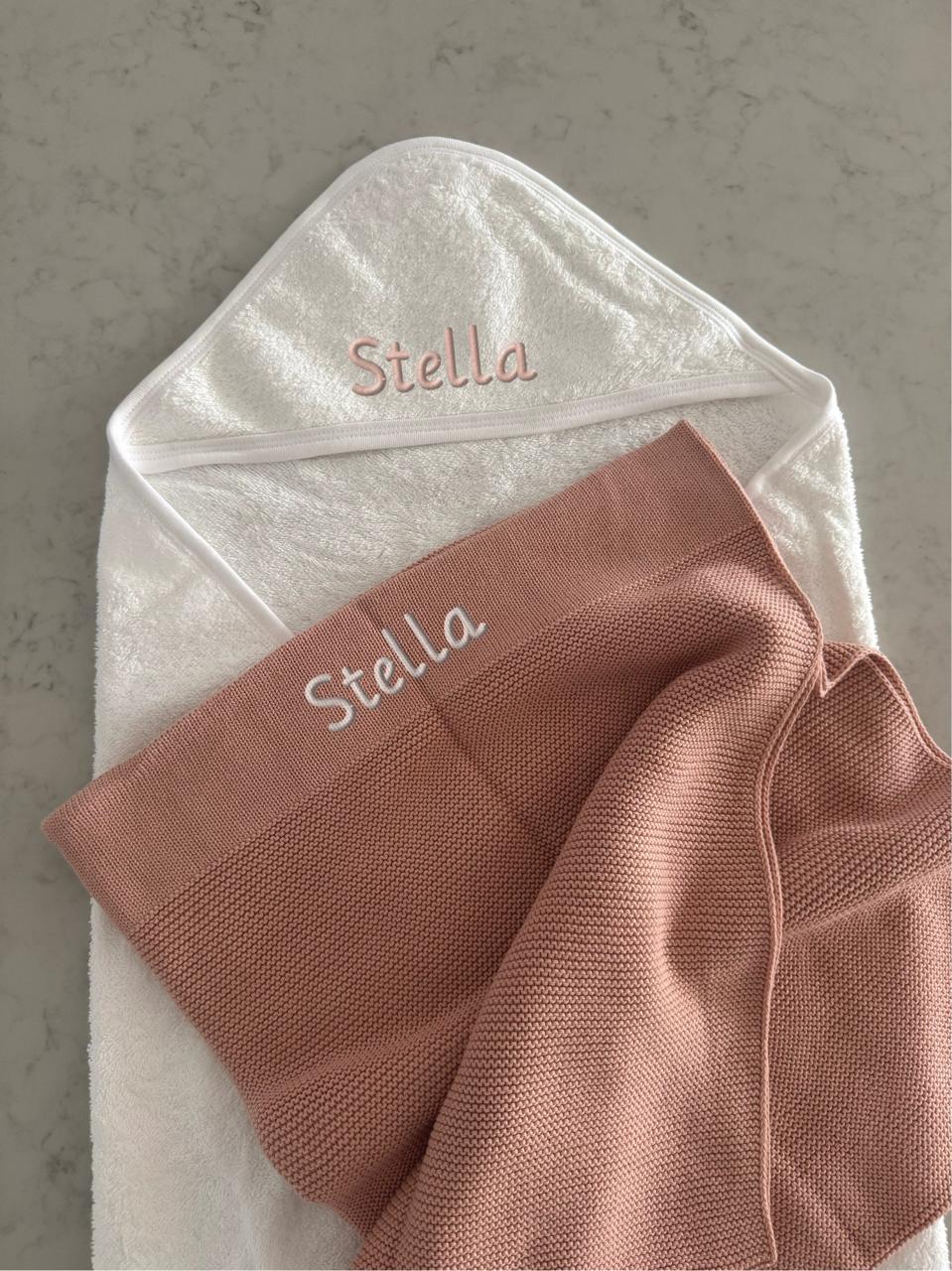 Personalised Baby Blanket and Hooded Towel Set