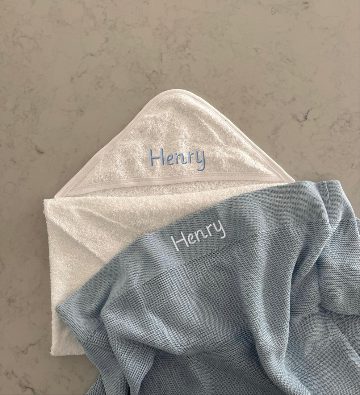 Personalised Baby Blanket and Hooded Towel Set
