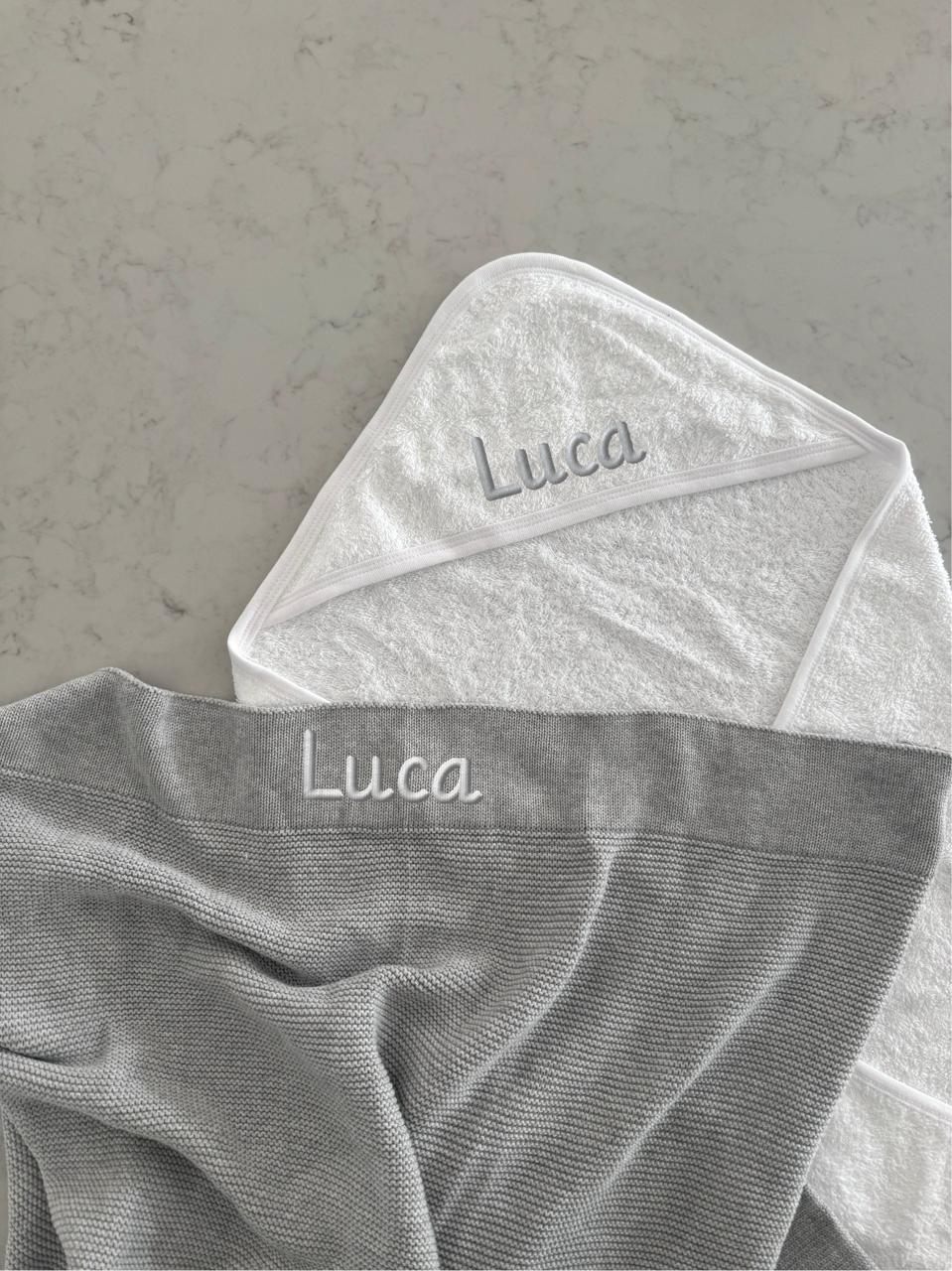 Personalised Baby Blanket and Hooded Towel Set