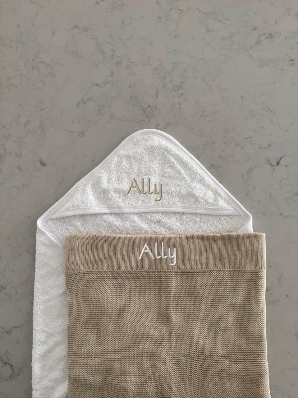 Personalised Baby Blanket and Hooded Towel Set