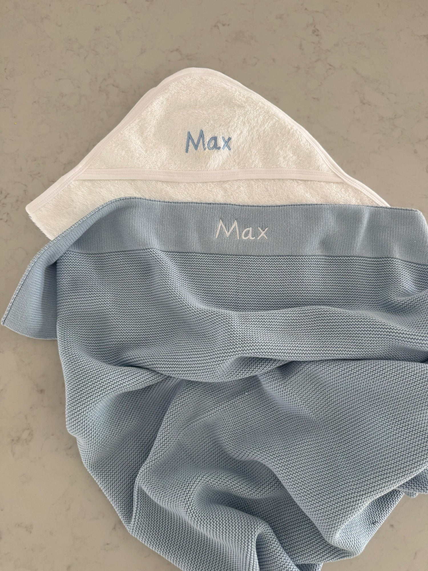 Personalised Baby Blanket and Hooded Towel Set