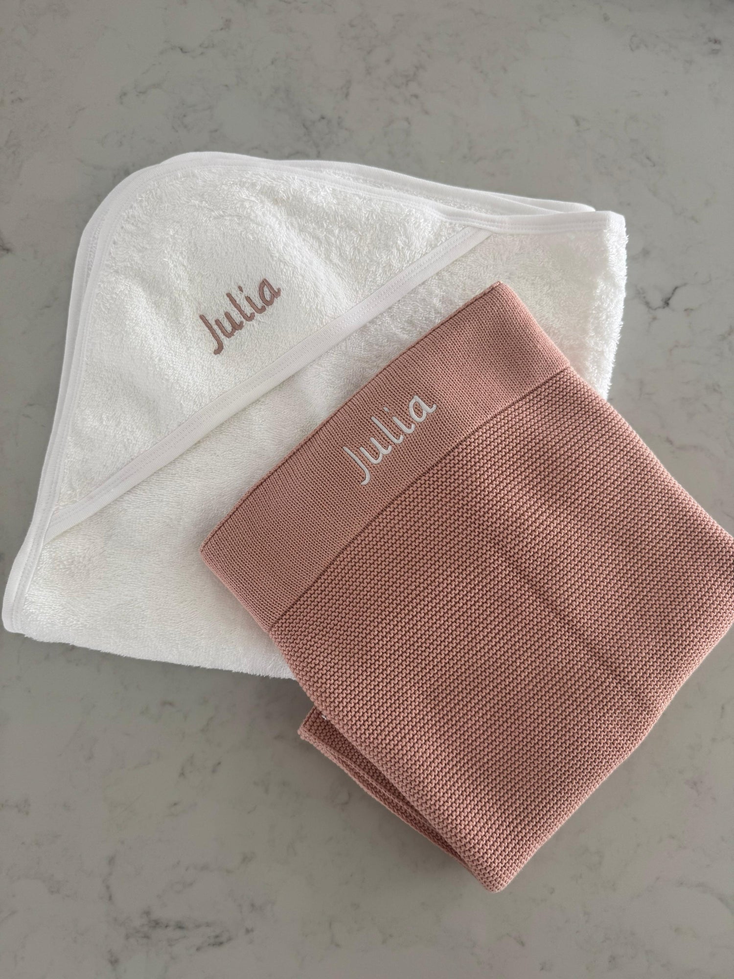 Personalised Baby Blanket and Hooded Towel Set